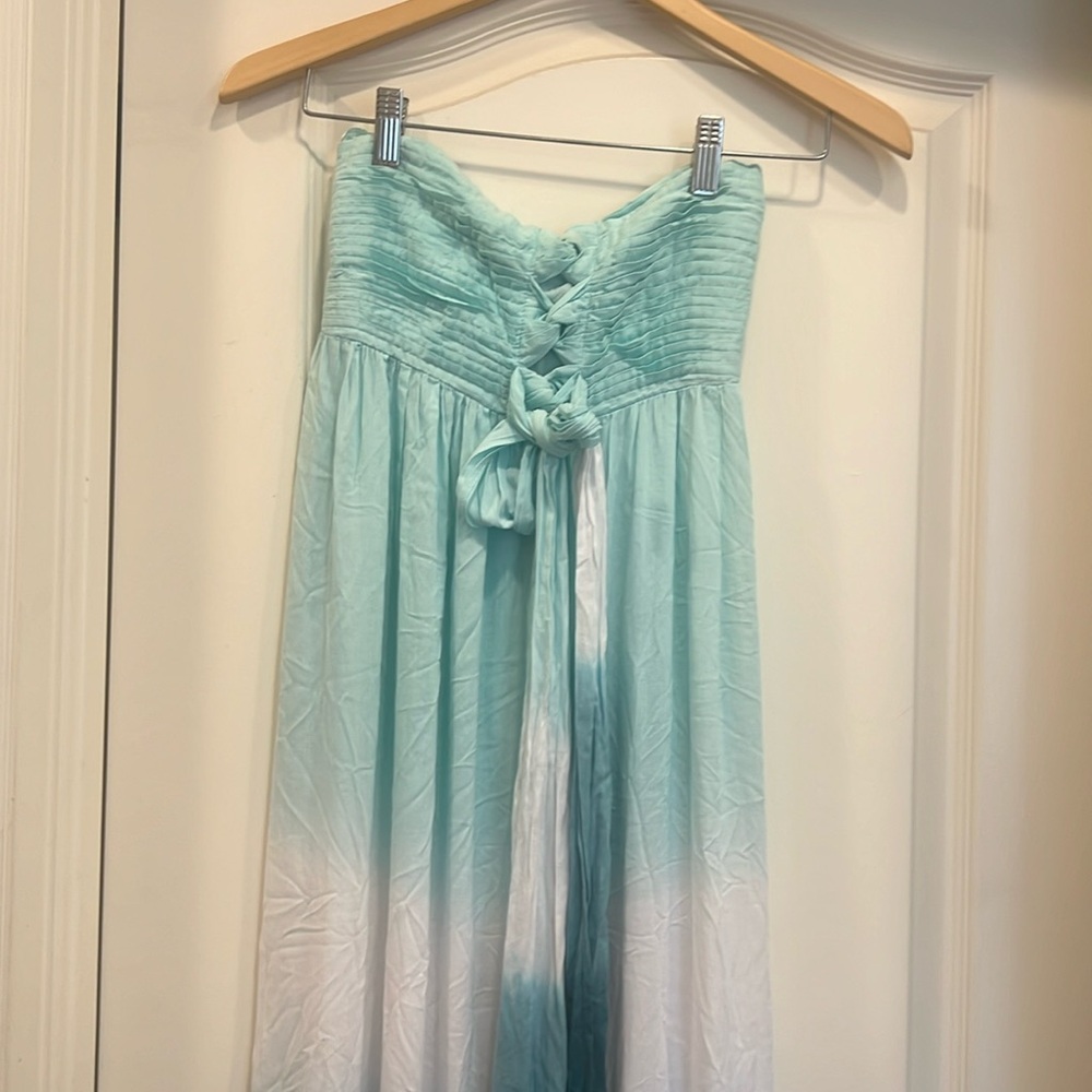 TIARE HAWAII aqua blue bandeau top maxi dress